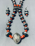 Best Native American Navajo Spiny Pyster Tubule Sterling Silver Stamped Signed Necklace-Nativo Arts