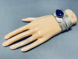 One Of The Finest Lapis Hand Carved Sterling Silver Vintage Native American Navajo Bracelet-Nativo Arts