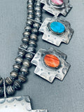 Most Beautiful Vintage Native American Navajo Cross Sterling Silver Squash Blossom Necklace-Nativo Arts