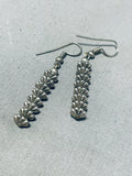 Fabulous Vintage Native American Navajo Stacks Of Sterling Silver Flowers Earrings-Nativo Arts