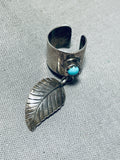 Captivating Vintage Native American Navajo Sleeping Beauty Turquoise Silver Leaf Ear Clip-Nativo Arts