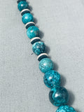 Balls Of Turquoise Vintage Native American Navajo Turquoise Sterling Silver Necklace-Nativo Arts