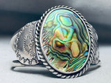 The Most Unique Vintage Native American Navajo Abalone Shell Sterling Silver Bracelet-Nativo Arts