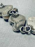 Signed Vintage Native American Navajo Heart Sterling Silver Link Bracelet-Nativo Arts