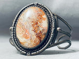 Dried River Jasper Bed Rock Vintage Native American Navajo Sterling Silver Bracelet