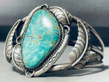 Gasp! Vintage Navajo Royston Turquoise Sterling Silver Leaf Bracelet-Nativo Arts