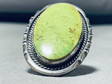 Bill Mex Colossal Vintage Native American Navajo Signed Gaspeite Sterling Silver Ring-Nativo Arts