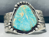 Mesmerizing Native American Navajo Signed Royston Turquoise Sterling Silver Huge Bracelet-Nativo Arts