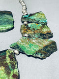 Dropdead Fab Slab Vintage Native American Navajo Green Turquoise Sterling Silver Necklace-Nativo Arts