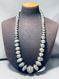 519 Grams!!!!!!! Vintage Native American Navajo Coin Silver Heavy Pearl Necklace- Wow!-Nativo Arts