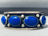 Circles Of Lapis Native American Navajo Sterling Silver Bracelet Cuff Heavy-Nativo Arts