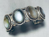 Rare Vintage Native American Navajo Mother Of Pearl Sterling Silver Bracelet-Nativo Arts