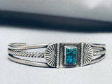 Important Lander Blue Turquoise Vintage Native American Navajo Sterling Silver Bracelet-Nativo Arts