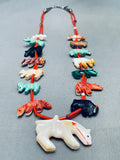 Important Andres Quandelacy Vintage Native American Zuni Fetish Sterling Silver Necklace-Nativo Arts