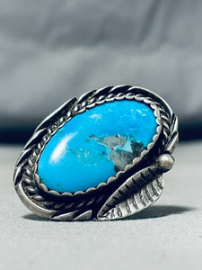 Ann Begay Vintage Native American Navajo Turquoise Sterling Silver Leaf Ring Old-Nativo Arts