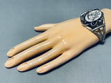 Hand Carved Pottery!!! Vintage Native American Navajo Sterling Silver Bracelet Old-Nativo Arts