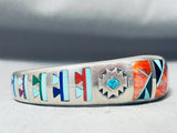 6.5-inch Wrist, Unique Inlay Vintage Native American Navajo Sterling Silver Bracelet-Nativo Arts