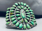 Incredible Vintage Native American Navajo Green Turquoise Cluster Sterling Silver Bracelet-Nativo Arts
