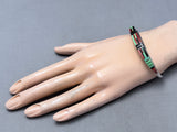 Gene Eustace Vintage Native American Zuni Gaspeite Sterling Silver Inlay Bracelet-Nativo Arts