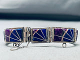 Te Best Lapis Suilite Sterling Silver Vintage Native American Navajo Link Bracelet-Nativo Arts