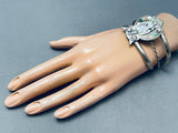 Best Vintage Southwest Sterling Silver Owl Shell Inlay Bracelet