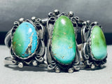 Early Royston Turquoise! Vintage Native American Navajo Sterling Silver Bracelet Old-Nativo Arts