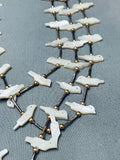 Stunning Vintage Native American Navajo Mother Of Pearl Sterling Silver Bird Fetish Necklace-Nativo Arts