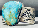 Unforgettable Vintage Native American Navajo Pilot Mountain Turquoise Sterling Silver Bracelet-Nativo Arts