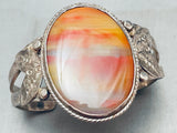 One Of The Best Ever Vintage Native American Navajo Petrified Wood Sterling Silver Bracelet