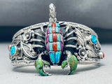 One Of The Most Detailed Ever Vintage Turquoise Inlay Sterling Silver Bracelet-Nativo Arts
