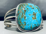 Mega Chunk Of Turquoise Vintage Native American Navajo Sterling Silver Bracelet-Nativo Arts