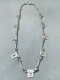 Native American Detailed Vintage Southwest Handmade Sterling Silver Petroglyph Necklace