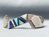 6 Inch Wrist Vintage Native American Navajo Inlay Sterling Silver Bracelet-Nativo Arts