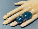 Important Lander Blue Turquoise Vintage Native American Navajo Sterling Silver Ring-Nativo Arts