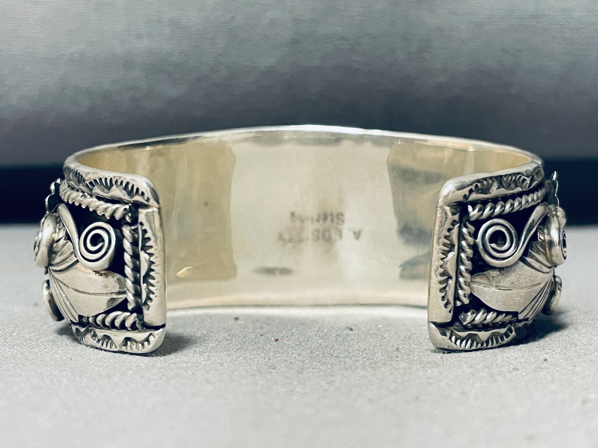 Edsitty Family Coral Chunk Vintage Native American Navajo Sterling