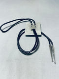Hypnotic Vintage Signed Native American Navajo Huge Tiger Eye Sterling Silver Bolo-Nativo Arts