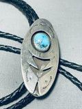 Traditional Vintage Native American Navajo Blue Diamond Turquoise Sterling Silver Bolo Tie-Nativo Arts