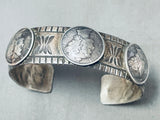 Detailed Vintage Native American Navajo Silver Dime Sterling Silver Bracelet Cuff-Nativo Arts