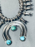 Rare Vintage Native American Navajo 1940s Turquoise Sterling Silver Squash Blossom Necklace-Nativo Arts