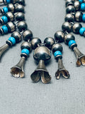 One Of The Best Native American Navajo Turquoise Sterling Silver Squash Necklace-Nativo Arts