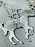 Intricate Horses Vintage Southwest Sterling Silver Turquoise Necklace-Nativo Arts