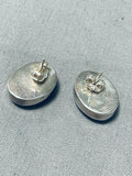 Native American Fantastic Vintage Zia Lapis Sterling Silver Post Earrings-Nativo Arts