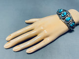 Bisbee Turquoise Vintage Native American Navajo Sterling Silver Bracelet Old-Nativo Arts
