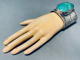 200 Grams!! Anthony Signed Vintage Native American Navajo Turquoise Sterling Silver Bracelet-Nativo Arts