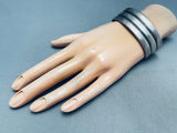 Hand Tooled Vintage Native American Navajo Sterling Silver Segmented Bracelet-Nativo Arts