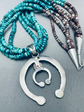 Dropdead Fab Native American Navajo Turquoise Sterling Silver Naja N3ecklace-Nativo Arts