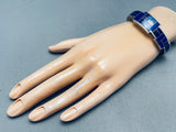 6 Inch Wrist Ray Tracey Vintage Native American Navajo Lapis Sterling Silver Bracelet-Nativo Arts