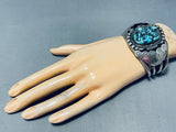 Heavy Museum Vintage Native American Navajo Sleeping Beauty Turquoise Sterling Silver Bracelet-Nativo Arts
