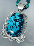 One Of The Biggest Best Native American Navajo Turquoise Sterling Silver Necklace-Nativo Arts