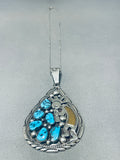 Special Vintage Native American Navajo Sleeping Beauty Sterling Silver, 12kgf Kokopelli Necklace-Nativo Arts